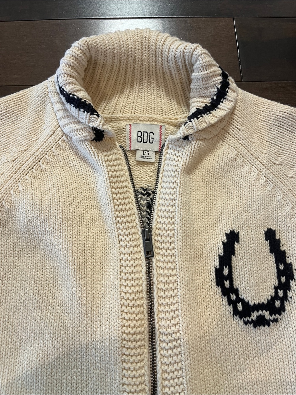 BDG Zip-Front Knit Horse Sweater L - Picture 4 of 12